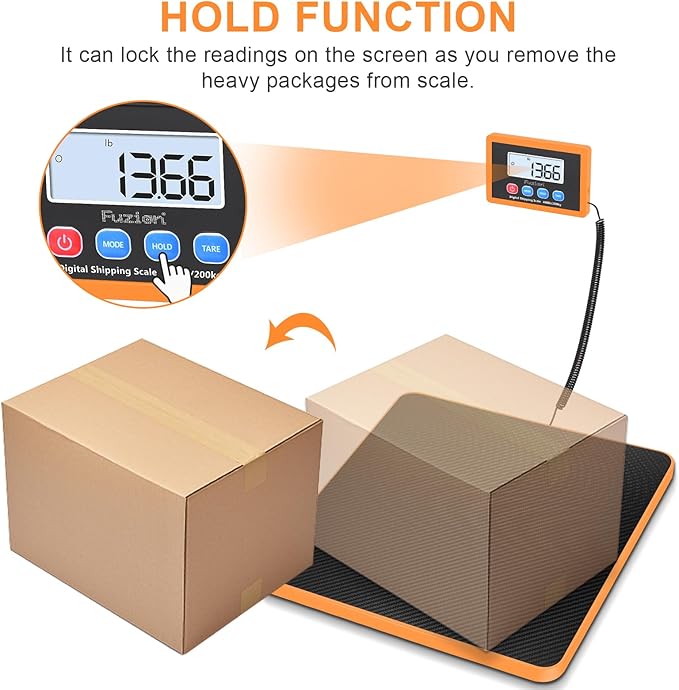 Fuzion Shipping Scale, 440LB/200KG x 10g Digital Postal Scale, Hold/Tare Function, Postage Scale for Packages Small Business/Luggage/Mailing, Battery & AC Adapter Included-DeskLoop Office
