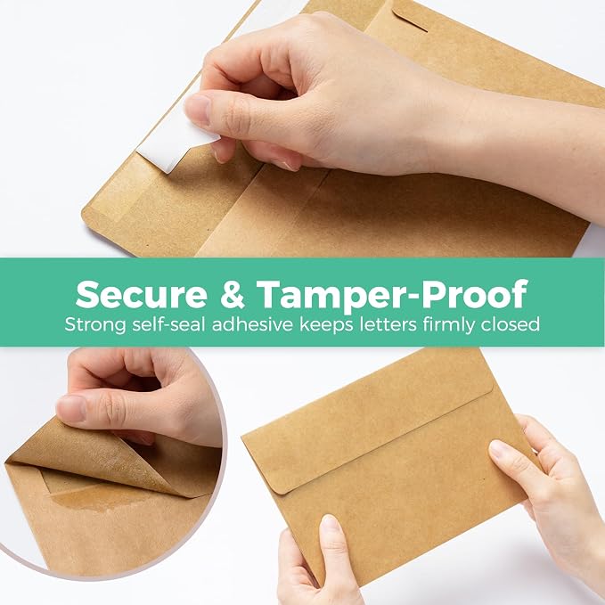 Ohuhu Blank Brown Kraft Cards and Envelopes 100 Pack - Image 7