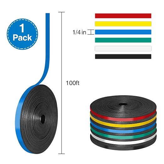 CHUNNIAO 1/4" x 100' Blue Magnetic Whiteboard Tape - Image 2