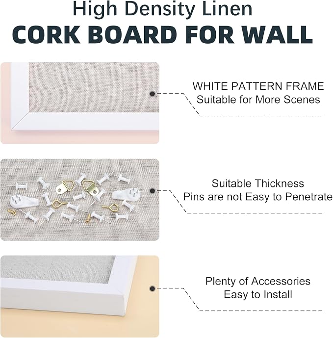OWLKELA 24'' x 36'' Linen Bulletin Board, Vision Board and Decorative Hanging - Image 4