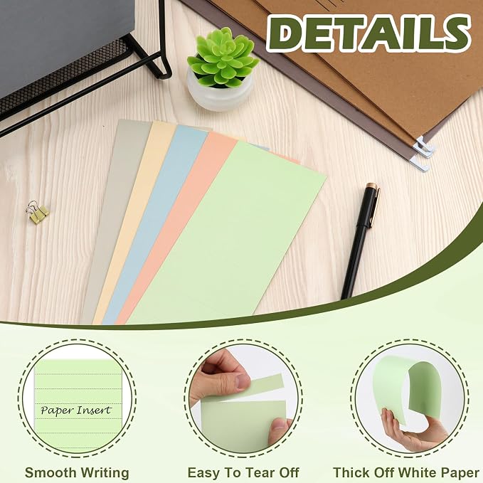 100 Pcs Hanging File Folder Tab Inserts 3.5 Inch Colored Blank File Tab Hanging - Image 4
