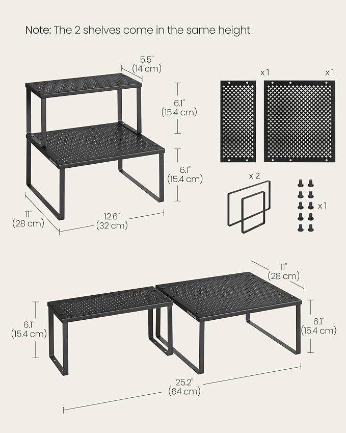 SONGMICS Spice Racks, Countertop Organizers, Shelf Risers, Expandable, Ink - Image 6