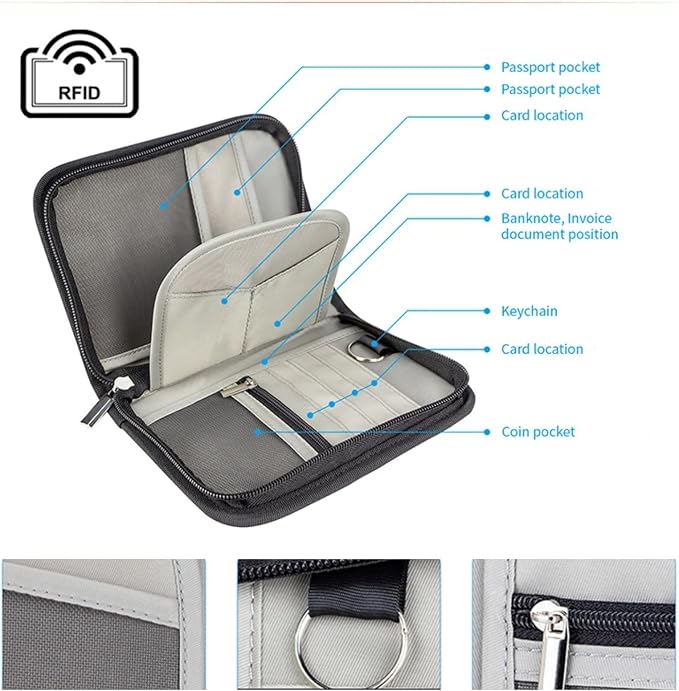 Passport Holder for Famliy Travel Wallet Passport Wallet Document RFID Blocking - Image 4