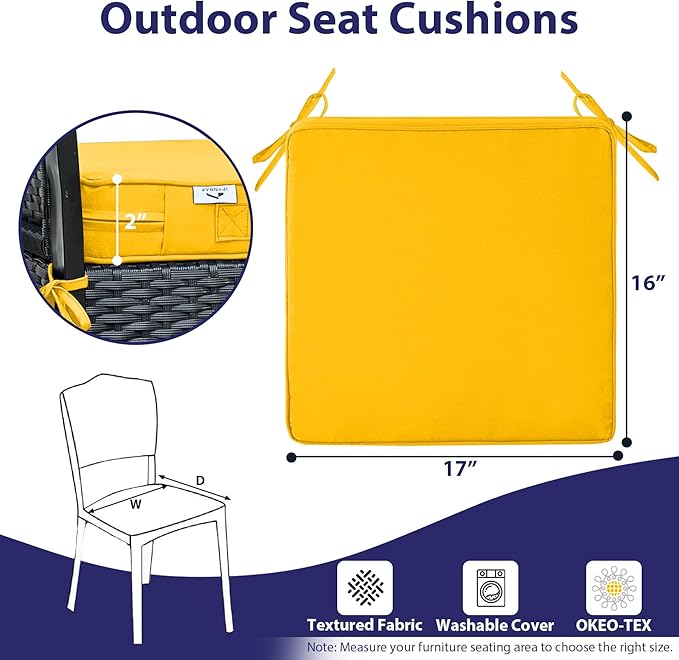 IPYNBAP Outdoor Chair Cushions Set of 4 -Waterproof Outdoor Seat Cushions - Image 6