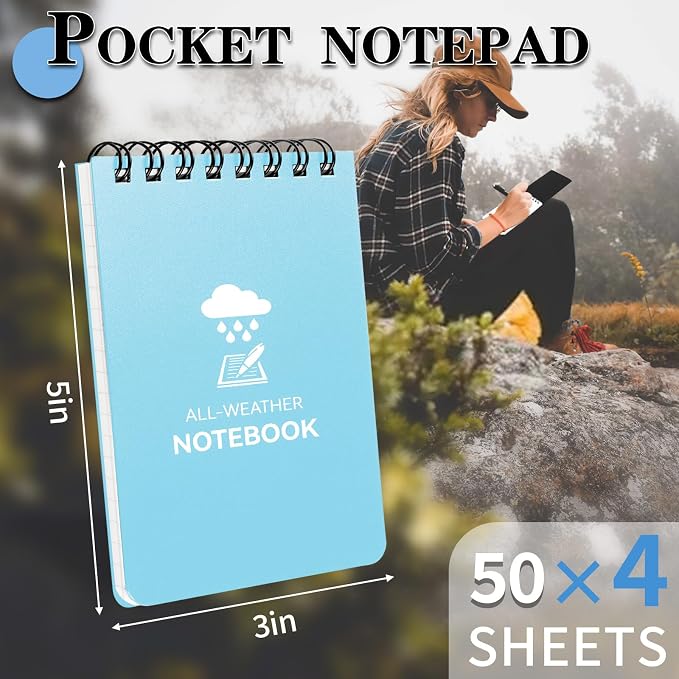 COIDEA Waterproof Notebook, 4 Pack Top-Spiral Pocket Notepad, All Weather - Image 3