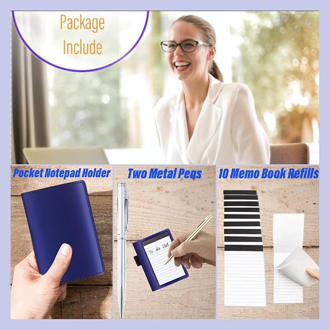13 Pieces Mini Pocket Notepad Set, Included Leather Pocket Note pad Holder - Image 2