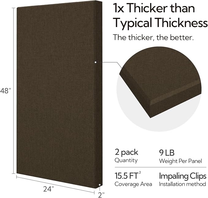 Olanglab Sound Absorbing Acoustic Wall Panels 2 Pack, Large Fabric Wrapped - Image 2