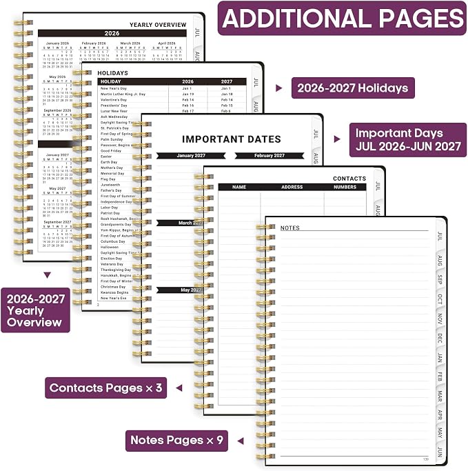 Academic Planner 2026-2027, Weekly and Monthly Calendar Book, July 2026 – June - Image 4