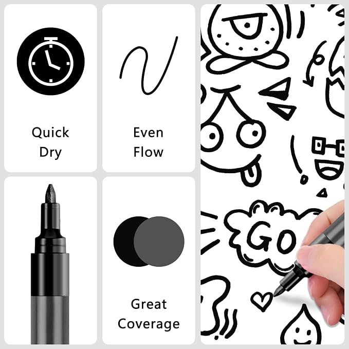 SFAIH Acrylic Black Paint Pens - Image 5