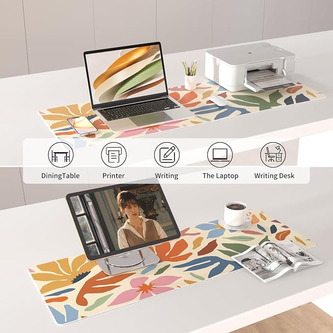 Colorful Star Abstract Floral Large Mouse Pad, Waterproof Office Desk Mat - Image 4
