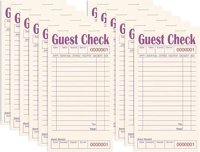 Guest Checks Books for Servers, Server Note Pads, 12 Pack, Natural Color Paper by ZPARIK
