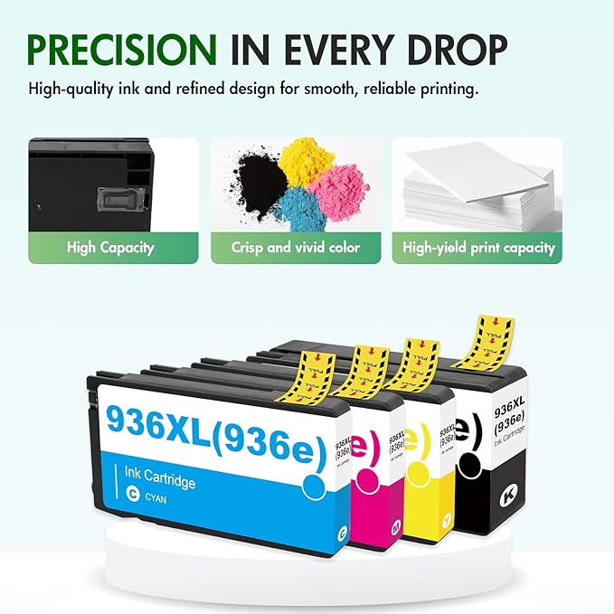 936XL 936 Ink Cartridges Combo Pack: Replacement for HP 936e Ink 936XL Black and 936 Color Combo Pack for HP OfficeJet Pro 9125e 9120e 9730e 9130 9135e 9122e 9128e 9110b 9120b 9130b 9130e Printer-DeskLoop Office