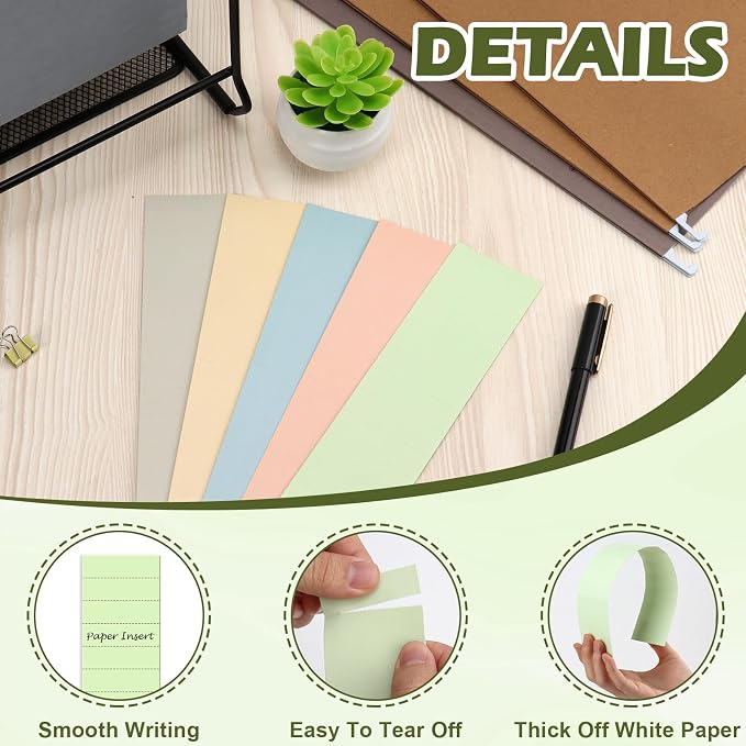 100 Pcs Hanging File Folder Tab Inserts 2 Inch Colored Blank File Tab Hanging - Image 3