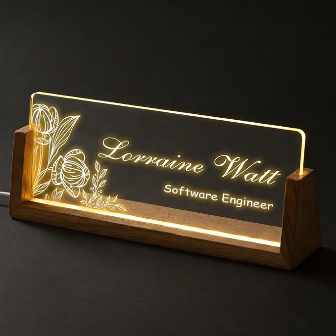 Custom Desk Name Plate, Light Up Acrylic Office Sign, Personalized Gift - Image 2