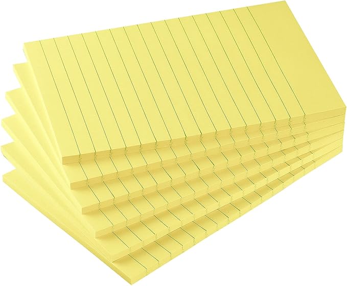 Early Buy 6 Pads Lined Sticky Notes with Lines 4x6 Self-Stick Notes Bright Color Sticky Notes, 45 Sheets/Pad (Yellow)-DeskLoop Office