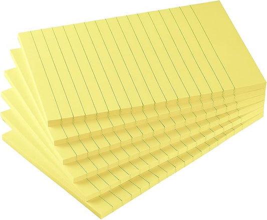 Early Buy 6 Pads Lined Sticky Notes with Lines 4x6 Self-Stick Notes Bright Color Sticky Notes, 45 Sheets/Pad (Yellow)-DeskLoop Office