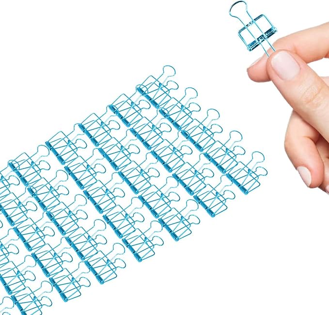 Small Binder Clips, 36 Pack, 3/4 Inch, Standard 19mm, Hollow Out Blue, Paper by Makanu
