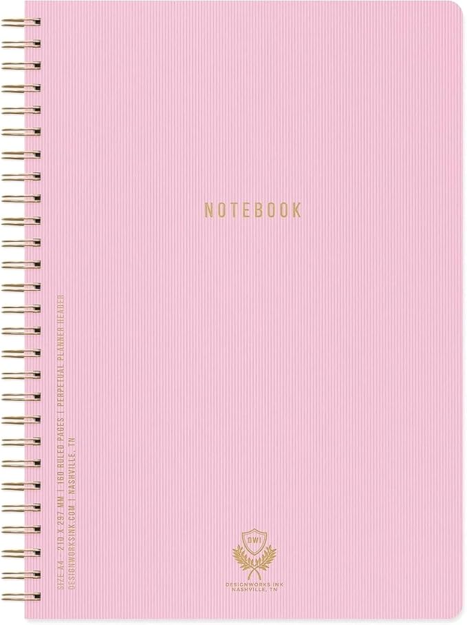 DesignWorks Ink Textured Paper Twin Wire Notebook, Daily Planner & Soft Cover by DesignworksInk
