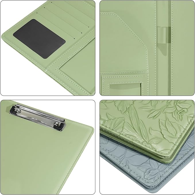 Professional Padfolio with Clipboard, Embossed Faux Leather Portfolio Folder - Image 6