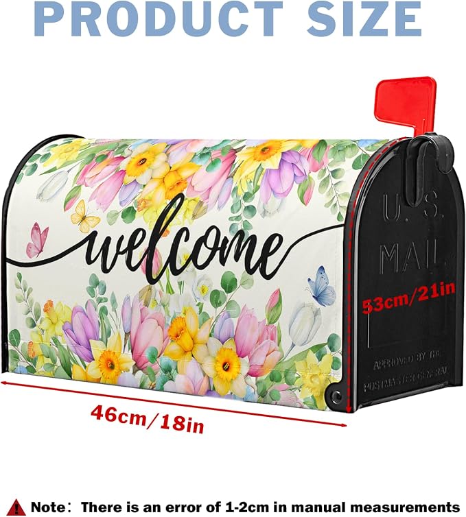 Spring Summer Welcome Mailbox Cover Magnetic Standard Size Spring Floral - Image 4