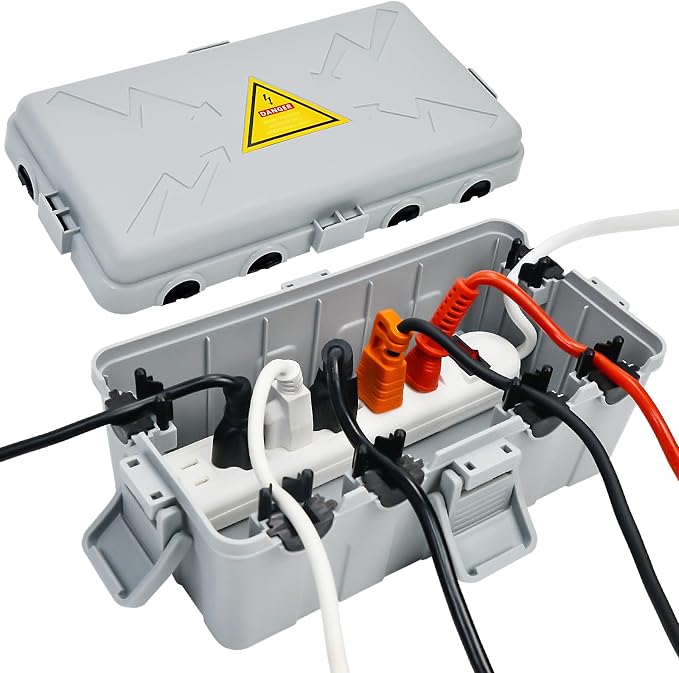 Hrensaw Medium Outdoor Electrical Box, Weatherproof Connection Box w/6 Cable by Hrensaw