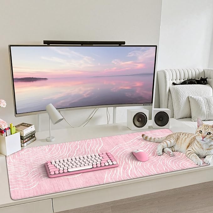 iCasso Large Desk Mat Pink, Big Mouse Pad - Image 7