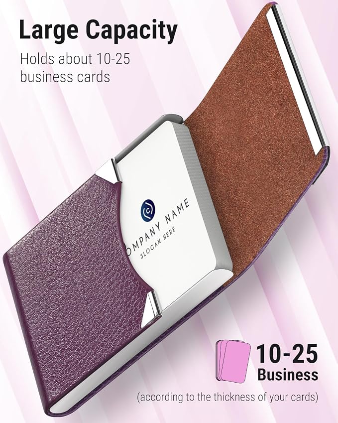 MaxGear Business Card Holder, PU Leather Business Card Case, Magnetic Closure - Image 2