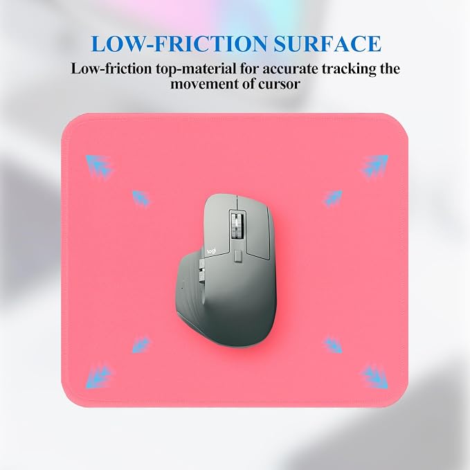 Mouse Pads, Light Pink Standard Mouse Pads, Office and Gaming, Stitched Edges - Image 5