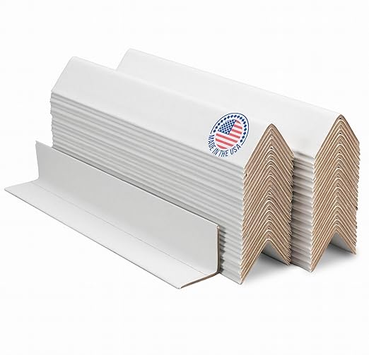 IDL Packaging Cardboard Edge Protector 2" x 2" x 12", Pack of 50 – White Kraft Cardboard Corner Protectors for Shipping – V-Board Reinforced Pallet Edge Protector – Eliminates Shifting of Packaging-DeskLoop Office