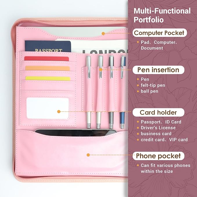 Faux Leather Zippered Padfolio - Image 3