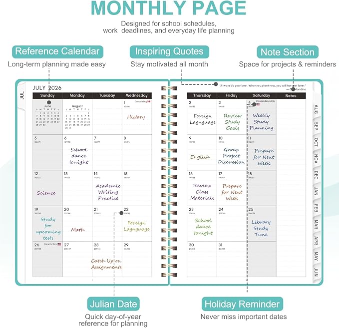Planner 2026-2027, Weekly and Monthly Academic Year Calendar Planner, July 2026 - Image 3