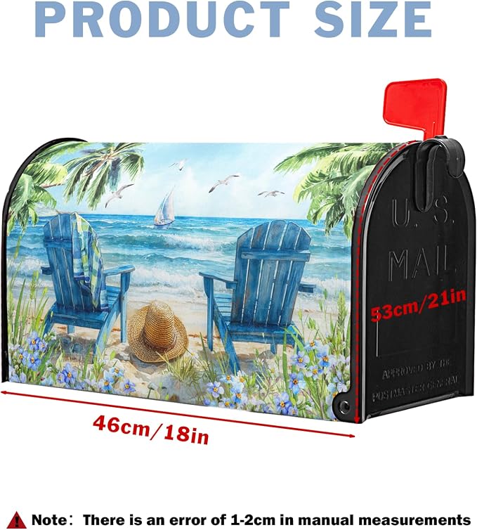 Summer Beach Mailbox Covers Magnetic Nautical Ocean Sea Mailbox Cover Standard - Image 3