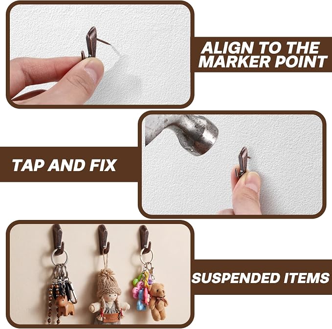 Hotop 15 Pieces 20 Lbs Pin Hooks Push pin Hangers Metal Hooks Picture Hanging - Image 3