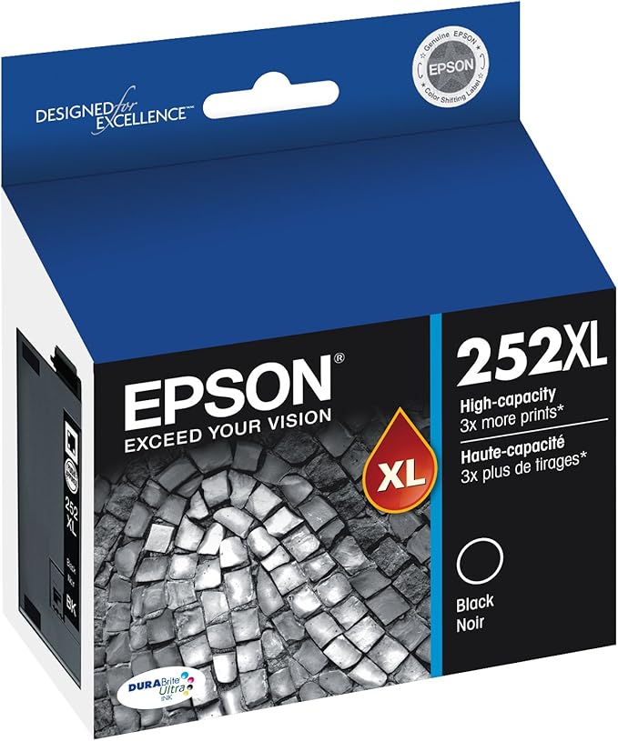 Epson® Workforce® Pro WF-4820 Wireless Color Inkjet All-in-One Printer, Black, Large & T252 DURABrite Ultra Ink High Capacity Black Cartridge (T252XL120-S) for Select Workforce Printers-DeskLoop Office