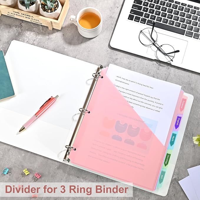 5 Tabs Dividers with Pockets for 3 Ring Binder, Binder Dividers with Tabs for - Image 7