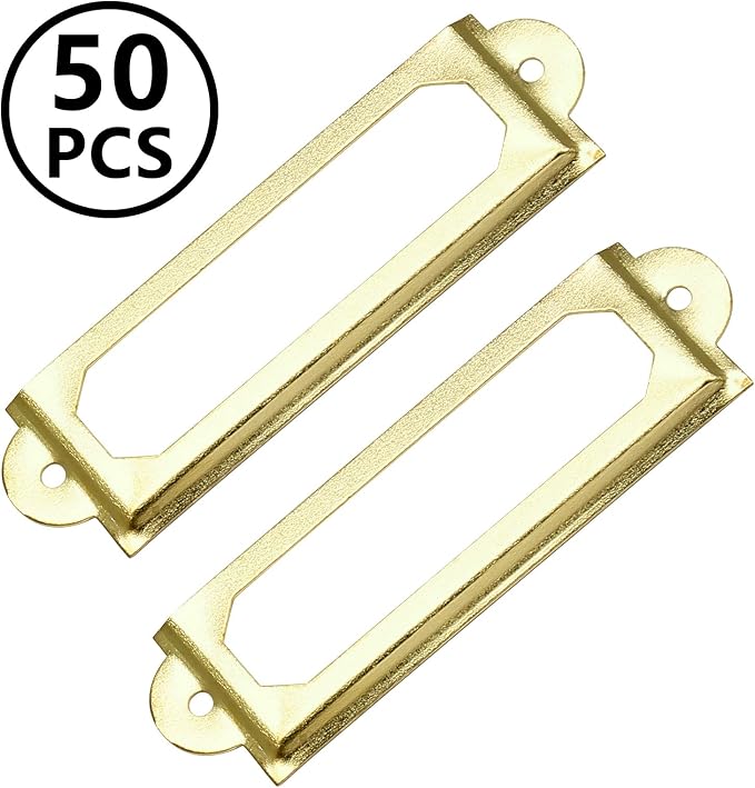 50 PCS Metal Label Holders 60x17mm Gold - Image 2