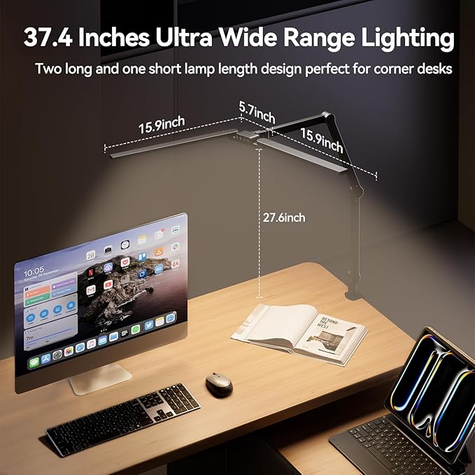 LED Architect Desk Lamp with Clamp - 24W Ultra Bright Adjustable Swing Arm Light - Image 5