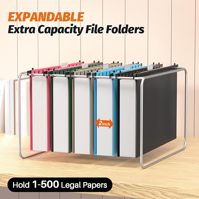 SHUTEX Extra Capacity Legal Size Plastic Hanging File Folders, 12 Pack - Image 3