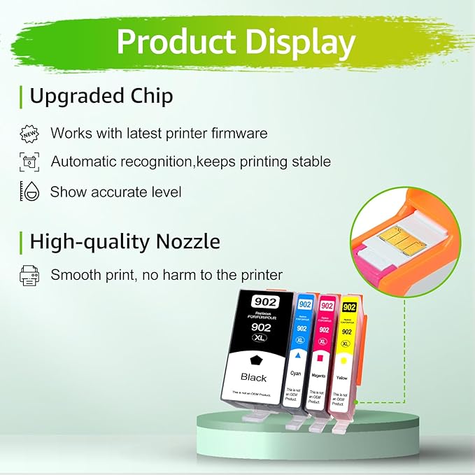 Upgraded 902XL Ink Cartridges Combo Pack Replacement for HP 902 902 XL Compatible with HP Officejet Pro 6968 6978 6970 Officejet 6950 6951 6962 Printer (1BK/1C/1M/1Y, 4 Pack)-DeskLoop Office