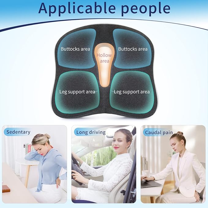 Memory Foam Seat Chair Cushion for Relieves Back Sciatica Pain Tailbone Pain - Image 6