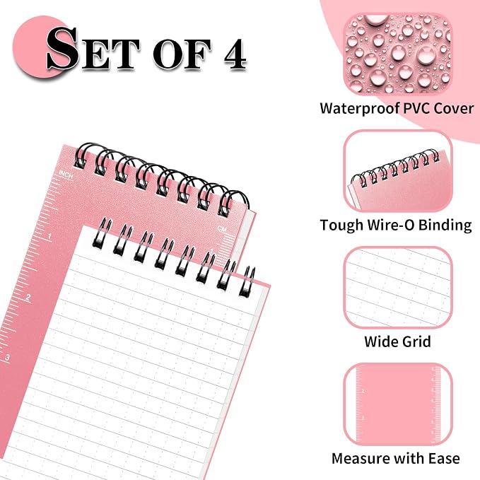COIDEA Waterproof Notebook, 4 Pack Top-Spiral Pocket Notepad, All Weather - Image 2