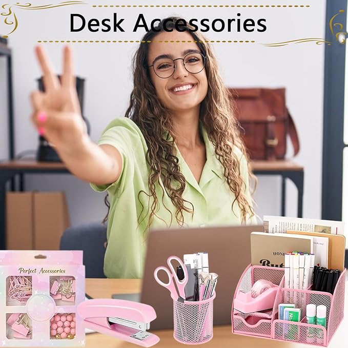 Office Supplies, Desk Accessories, Stapler and Tape Dispenser Set, 1000 Staples - Image 2