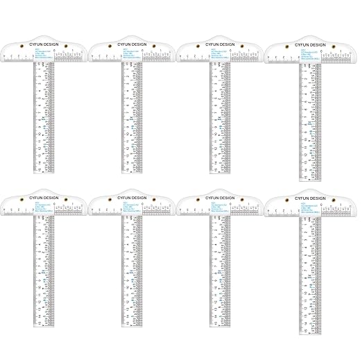 8PCS 6 Inches/15cm Acrylic Clear T-Square Ruler, Inches and Metric, T Square by BAOFALI