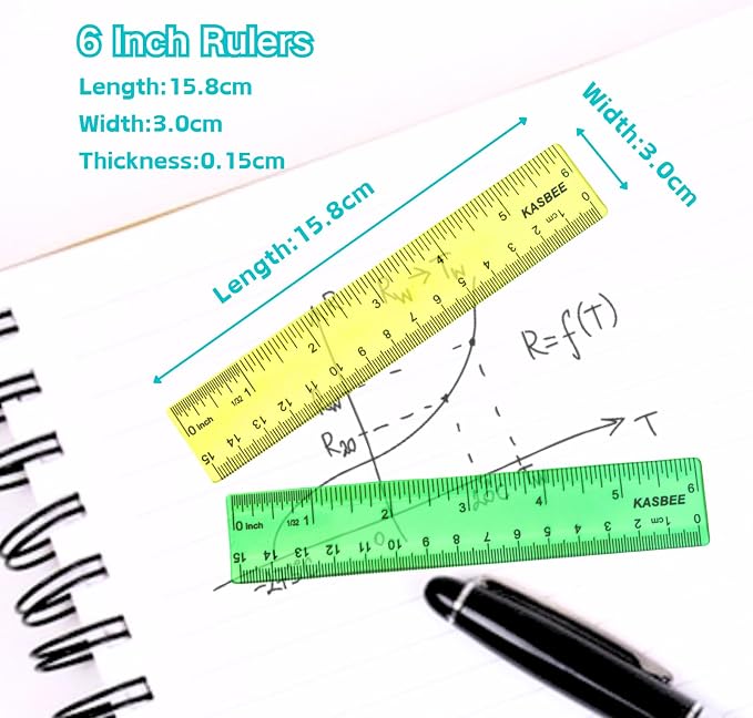 6 Inch Rulers, Colored Clear Rulers, Centimeters and Inches, Plastic Ruler - Image 2