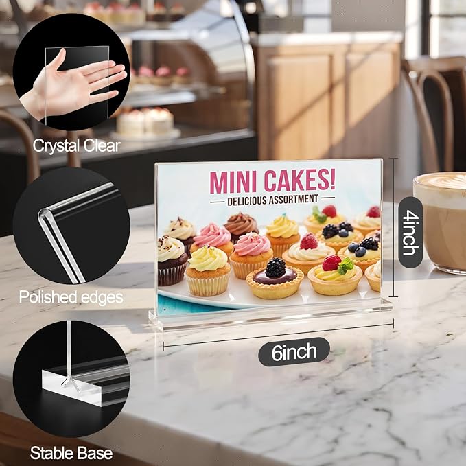 Daofary Acrylic Sign Holder 4 x 6 Horizontal, 12 Pack Double-Sided Stand up - Image 2