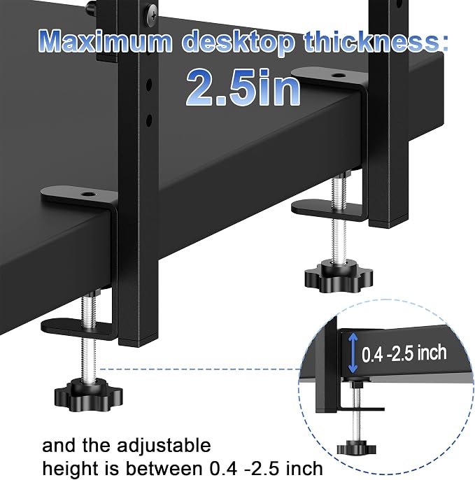 2-Tier Desk Shelf Desk Organization, Wood | Expandable Under Desk Storage Clamp - Image 5