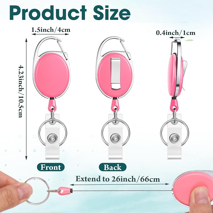 Laumoi 80 Packs Retractable ID Badge Holder Name ID Badge Reel Clips Keychain - Image 2