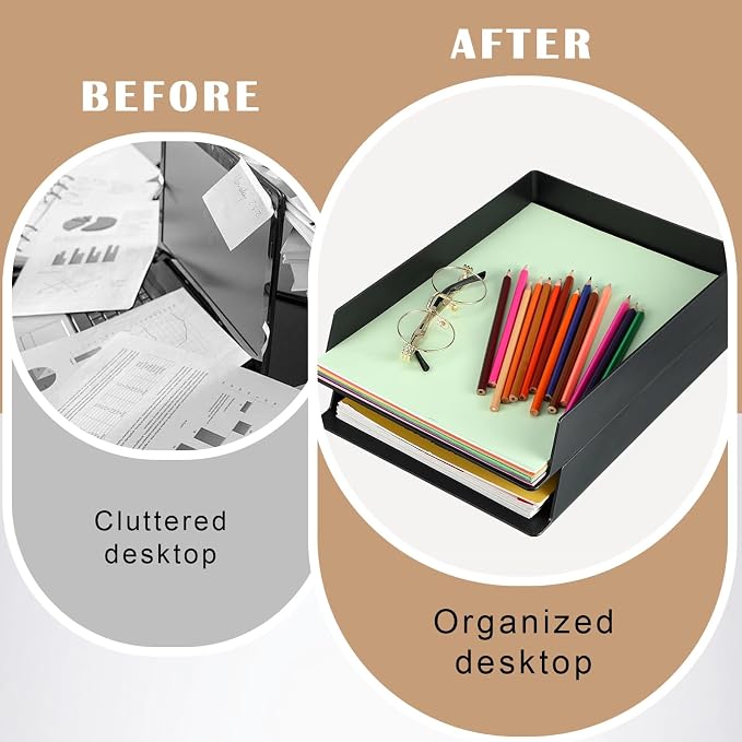Wenqik 12 Pcs Stackable Paper Trays Rectangular Plastic Desk Holder Desktop - Image 4