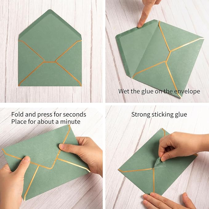 50 Pack A7 Envelopes Sage Green 5 x 7 - Image 3