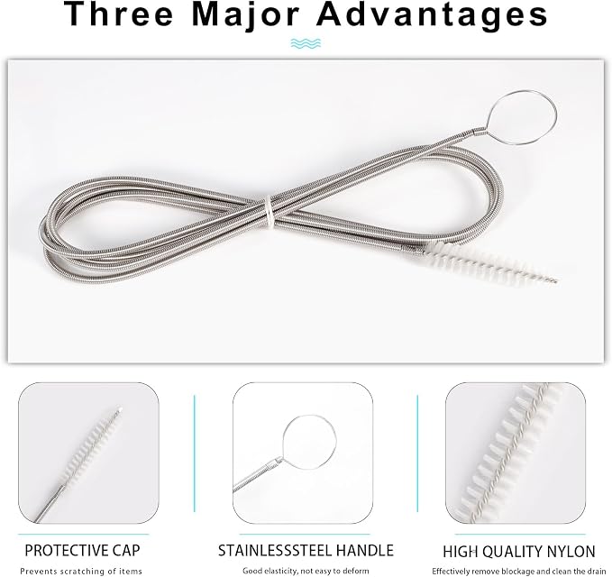 CiaraQ 11-Piece White Tube & Pipe Cleaning Brush Set | – 10 Rigid Brushes - Image 2